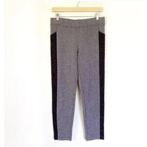 Eileen Fisher Marled Gray Stripe Stretch Leggings